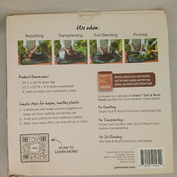 Arber Repotting Mat Indoor and Outdoor Use 30 x 30 Flat 22 x 22 x 4 Assembled - Picture 2 of 7